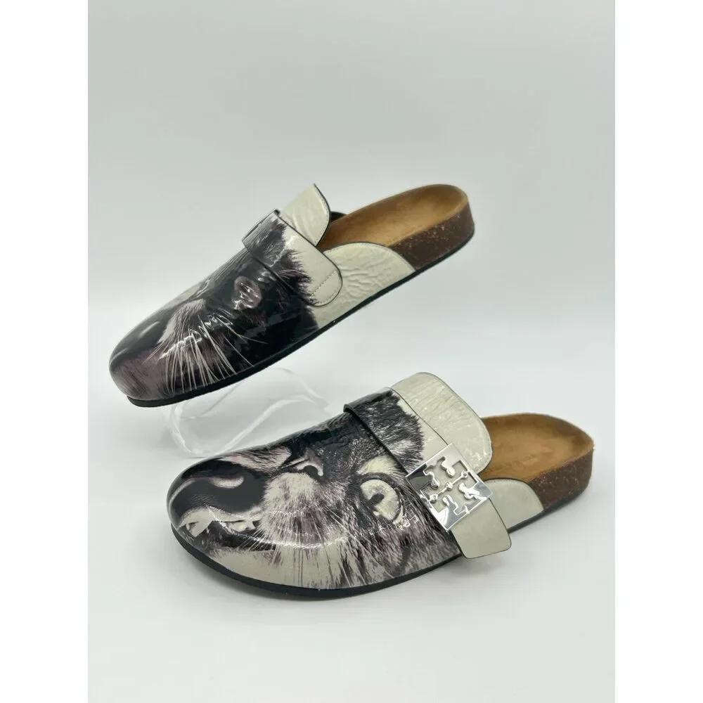 TORY BURCH Size 8M Black Print Women Flats